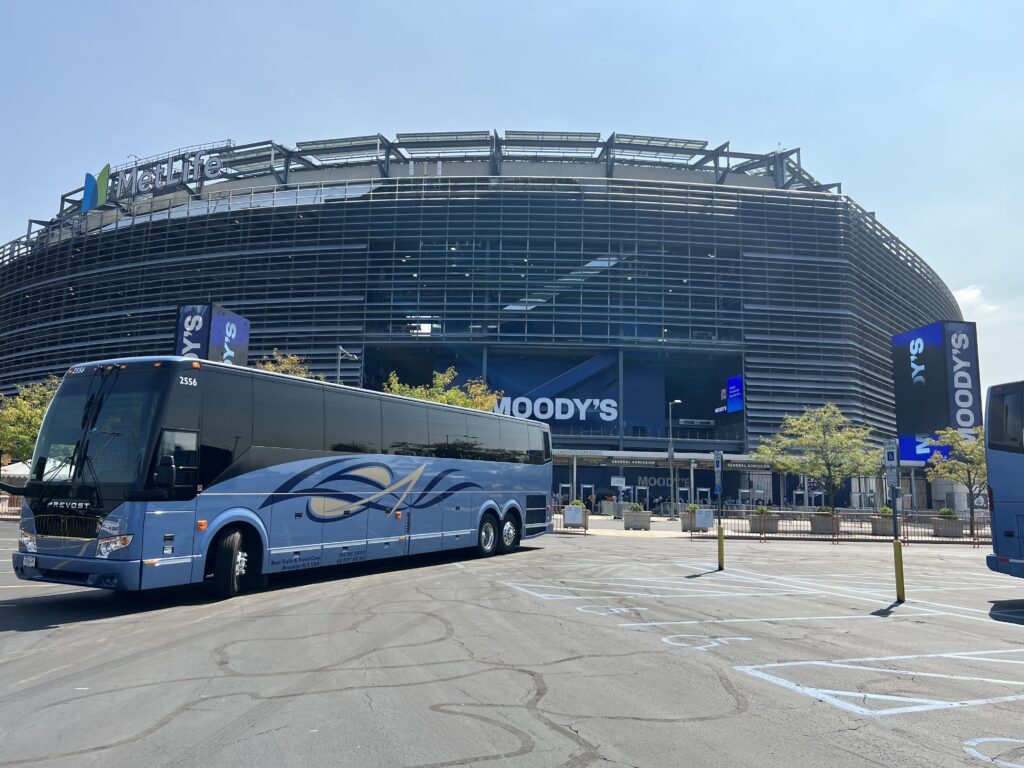 Best Trails & Travel charter bus outside MetLife Stadium